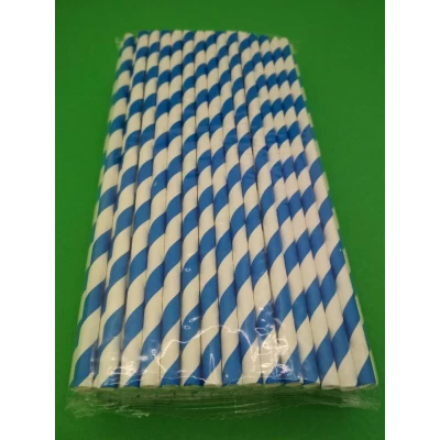 Соломка трубочка бумажная витая 100шт Синяя    (1 пачка)