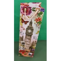 Бумажные подарочные пакеты под бутылку размер 12х9х36 12 шт./уп.