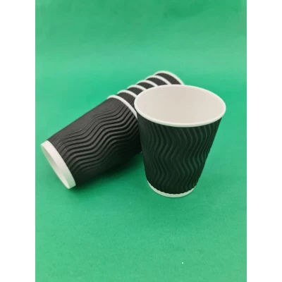 Гофрированный стакан бумажный для напитков объём 250 мл чёрный 20 шт/уп. Гофрированный стакан бумажный для напитков объём 250 мл чёрный 20 шт/уп.