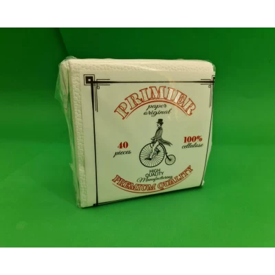 Cалфетки бумажные 40лист Премьер  2-ух слойные  Белая 30х30 (12 пачка)