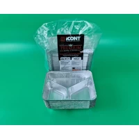 Алюминиевый контейнер из пищевой фольги трехсекционный 190х280 объём 360мл M3L 100шт (1 пачка)