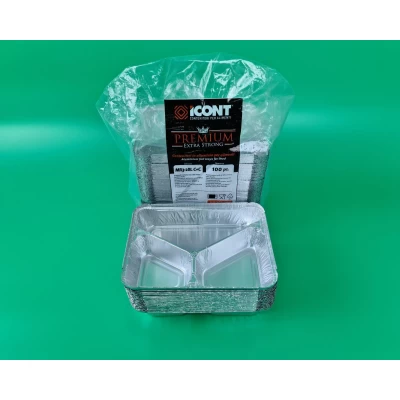 Алюминиевый контейнер из пищевой фольги трехсекционный 190х280 объём 360мл M3L 100шт (1 пачка) Алюминиевый контейнер из пищевой фольги трехсекционный 190х280 объём 360мл M3L 100шт (1 пачка)