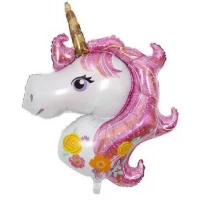 Фольгированный шар 93х114 см Единорог в цветах  (Китай) в упаковке (1 пачка)