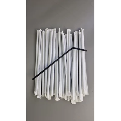 Трубочка d4.8-21см в индивид. упаковке Черная гофра  (500 шт)