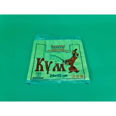 Полиэтиленовый пакет майка размер 24х43 Кум цвет салатовый 100шт/уп.