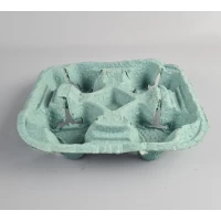 Бумажный холдер для 4-х (четырех )  стаканов зеленый (держатель) (100 шт)