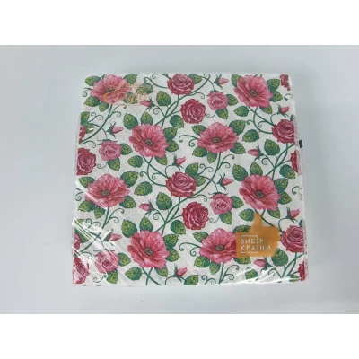 Салфетка (ЗЗхЗЗ, 16шт)  La Fleur Полотно из роз (908) (1 пачка)