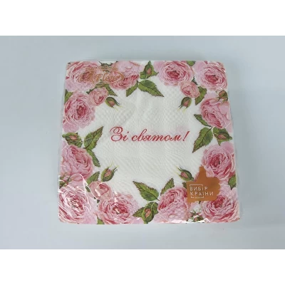 Салфетка (ЗЗхЗЗ, 16шт)  La Fleur Рамка из роз (1310) (1 пачка)