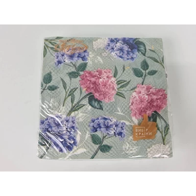 Салфетка (ЗЗхЗЗ, 16шт)  La Fleur Гортензия(1400) (1 пачка)
