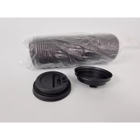 Крышка пластиковая под стакан бумажный Ø 75 чёрная на объём 250 мл Маэстро 50 шт/уп.