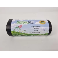 Мусорный пакет объемом 120 литров, размеры 70х105см, (10шт LD) Супер Торба черный (1 рул)