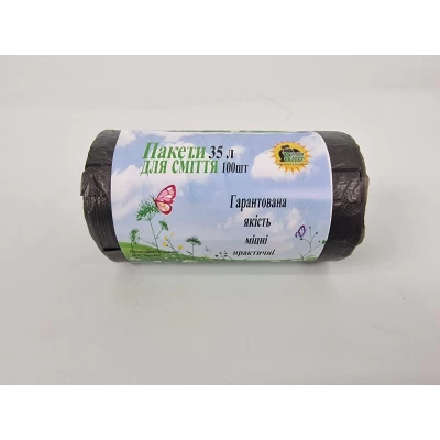 Мусорный полиэтиленовый пакет объём 35 литров 100 шт в рулоне размер 50х60 HD 