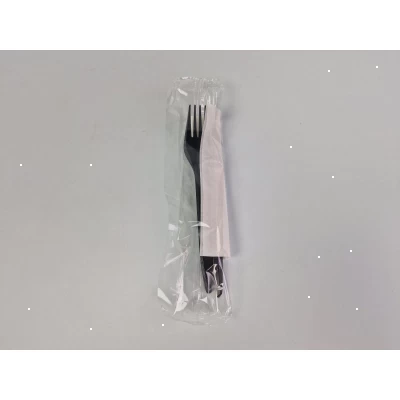 Набор одноразовый столовых приборов ПП вилка+нож-салфетка (черный) (1 пачка) Набор одноразовый столовых приборов ПП вилка+нож-салфетка (черный) (1 пачка)