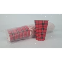 Стаканы бумажные одноразовые 340 мл Юнита клетка красная (50 шт)