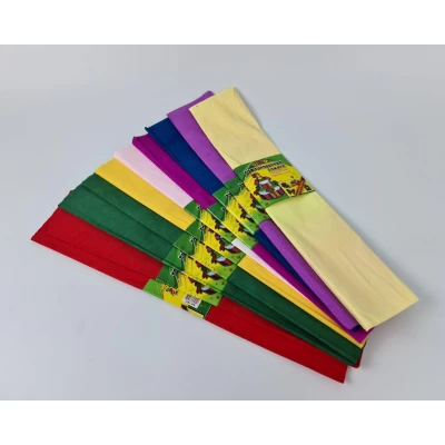 Бумага креповая 50x200см. (10цветов ,)ассорти  (1 пачка)