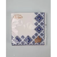 Бумажная двухслойная салфетка (ЗЗхЗЗ, 16шт)  La Fleur Вышиванка синия (1 пачка)