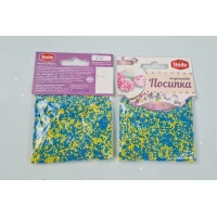 Посыпка кондитерская  50грм круглая+палочки (желто-голубые) П832 (1 шт)