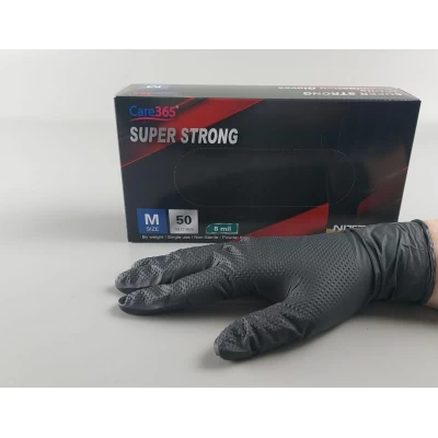 Перчатки нитриловые черные суперпрочные 50 шт. хозяйственные, размер M  