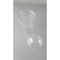 Комплект Стакан РЕТ плотный, прозрачный, 500 мл + крышка купольная высокая  с отверстием (100 шт)