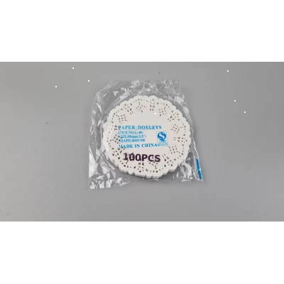 Салфетки одноразовые бумажные ажурные бежевые Ø 9 см 100 штук кружевные салфетки, банкетные салфетки