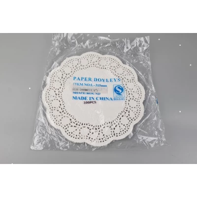 Кружевные круглые салфетки бумажные ажурные бежевые Ø 29 см 100 штук салфетки на стол, банкетная салфетка