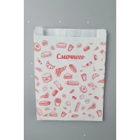 Бумажные пакеты саше крафт белый, 150х40х210, 40г/м2, печать фаст-фуд (100 шт)