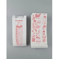 Бумажные пакеты саше крафт белый, 90х40х210, 40г/м2, печать фаст-фуд (100 шт)