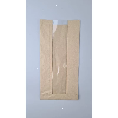 Бумажные пакеты крафт с прозрачным окошком 150х40х310, 40г/м2, окно 50 (100 шт)