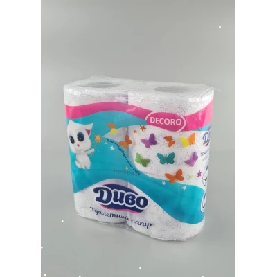 Туалетная бумага(2слоя)  белая с фиолетовым тиснением (а4) Диво DECORO (1 пачка)