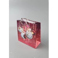 Новогодние, бумажные ,подарочные  пакеты с ручкой Чашка 16/16/8-030 (12 шт)