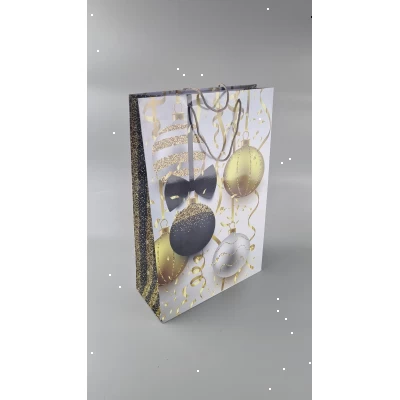 Новогодний картонные пакеты с ручками Гигант вертикальный 30х47х12-011 (12 шт)