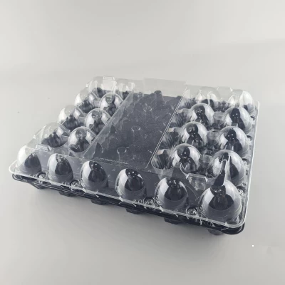 Комплект упаковки для куриных яиц 30 ячеек верх прозрачная+низ черная (50 шт) Комплект упаковки для куриных яиц 30 ячеек верх прозрачная+низ черная (50 шт)