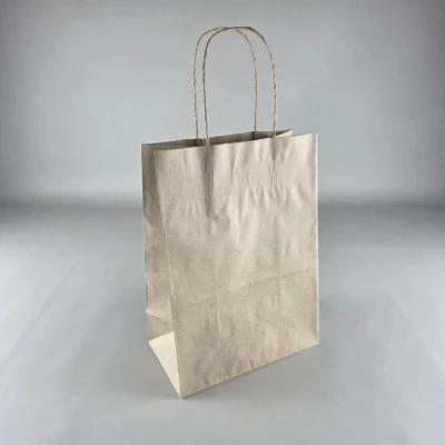 Пакет с ручками бумажный крафт бурий 220х120х280, 70г/м2 (25 шт)