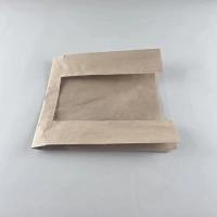 Бумажные пакеты крафт с прозрачным окошком 22/6*25 коричневый (100 шт)