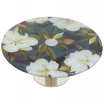 Блюдо вращающееся на ножке для сервировки стола Изысканная Магнолия, 30см