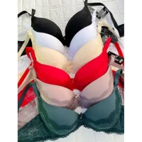 Гладкий бюстгальтер с кружевной вставкой, Пуш ап-Гель-корректор, D 17673