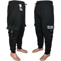 Брюки спортивные мужские с накладными карманами. Размеры 46, 48, 50, 52, 54. В упаковке 5 шт. одного цвета. Ткань трикотаж.