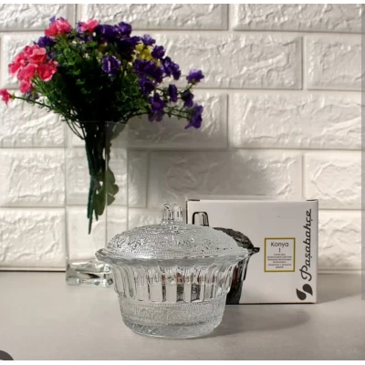 Стеклянная сахарница с крышкой (105*120)