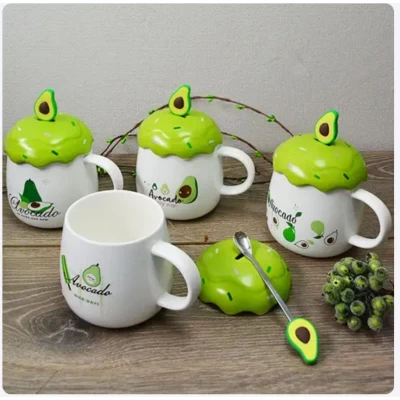 Чашка с крышкой и ложкой (400мл)Avocado