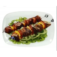 Стеклянное блюдо шашлык 29,5*21 в подарочной упаковке 