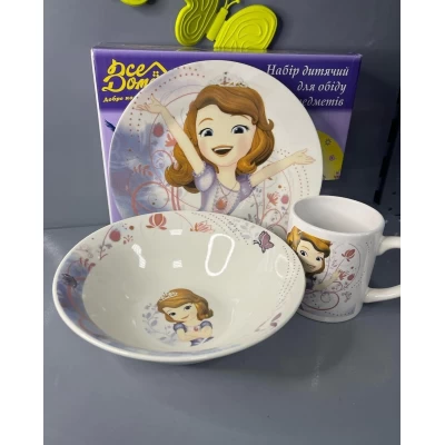 Набор детской посуды керамический три предмета Набор детской посуды керамический три предмета