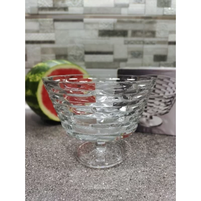 Стеклянный салатник на ножке(220мм) Раттан