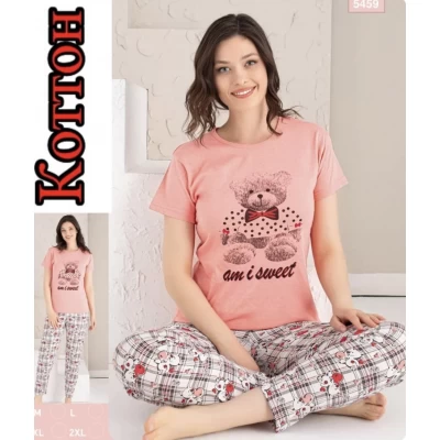 Пижама женская трикотаж (хлопок), размеры M- 2XL (46-52), Турция Пижама женская трикотаж (хлопок), размеры M- 2XL (46-52), Турция