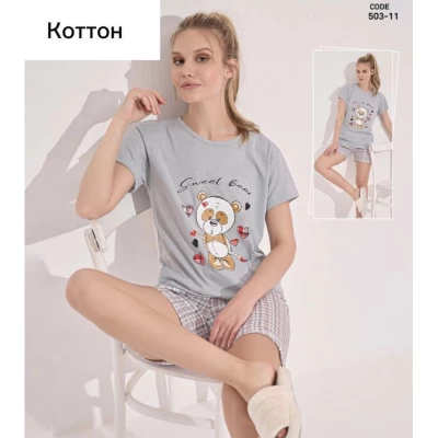 Пижама женская трикотаж (хлопок), размеры S- XL (46-52), Турция Пижама женская трикотаж (хлопок), размеры S- XL (46-52), Турция