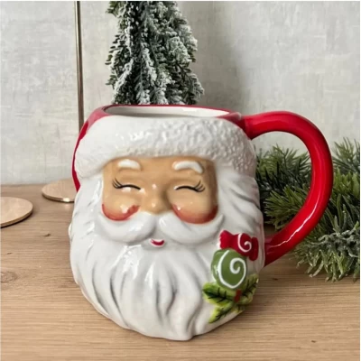 Керамическая чашка (600мл) с объемным рисунком  Санта
