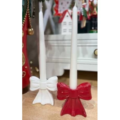 Керамические подсвечники в форме банта(белый и красный) (в подарочной уп)