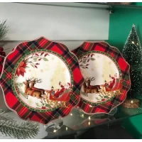 Фарфоровая тарелка (21,5см) Christmas story* Серия*Шотланка*