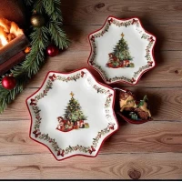 Фарфоровое блюдо(19,5см) Новогоднее с лошадкой