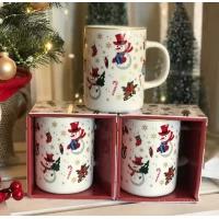 Фарфоровая чашка (400мл) Новогодняя