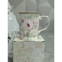 Фарфоровая чашка (400мл) Английская роза производство Lefard 